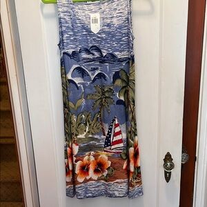 NWT Tropical Sleeveless Dress with Sailboat Design